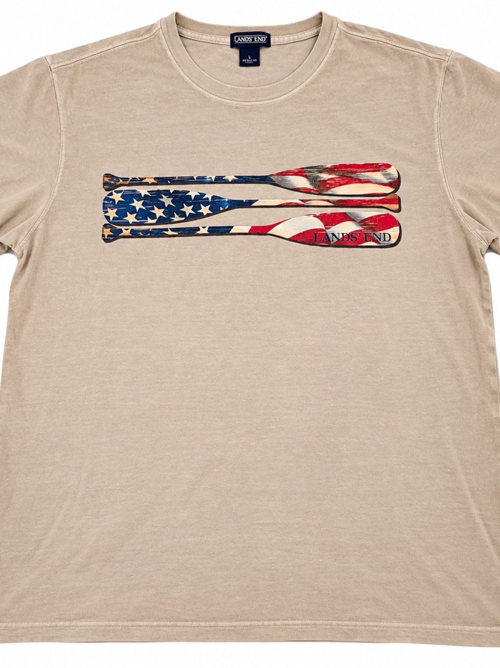 Lands' End Beige Short-Sleeve Tee with American Paddle Graphic
